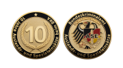 Personalisierte Münzproduktion für die Polizei. In Bronze geprägt mit Hartemaille verziert.
