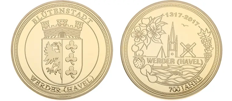 Stadttaler : Individuelle Feinsilber-Münze zum Stadtjubiläum Werder