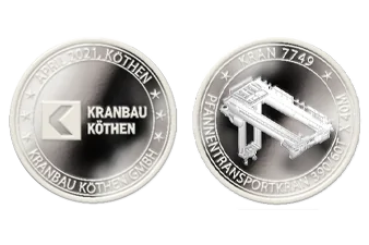 Kranbau Köthen individualisierte Münze aus Silber